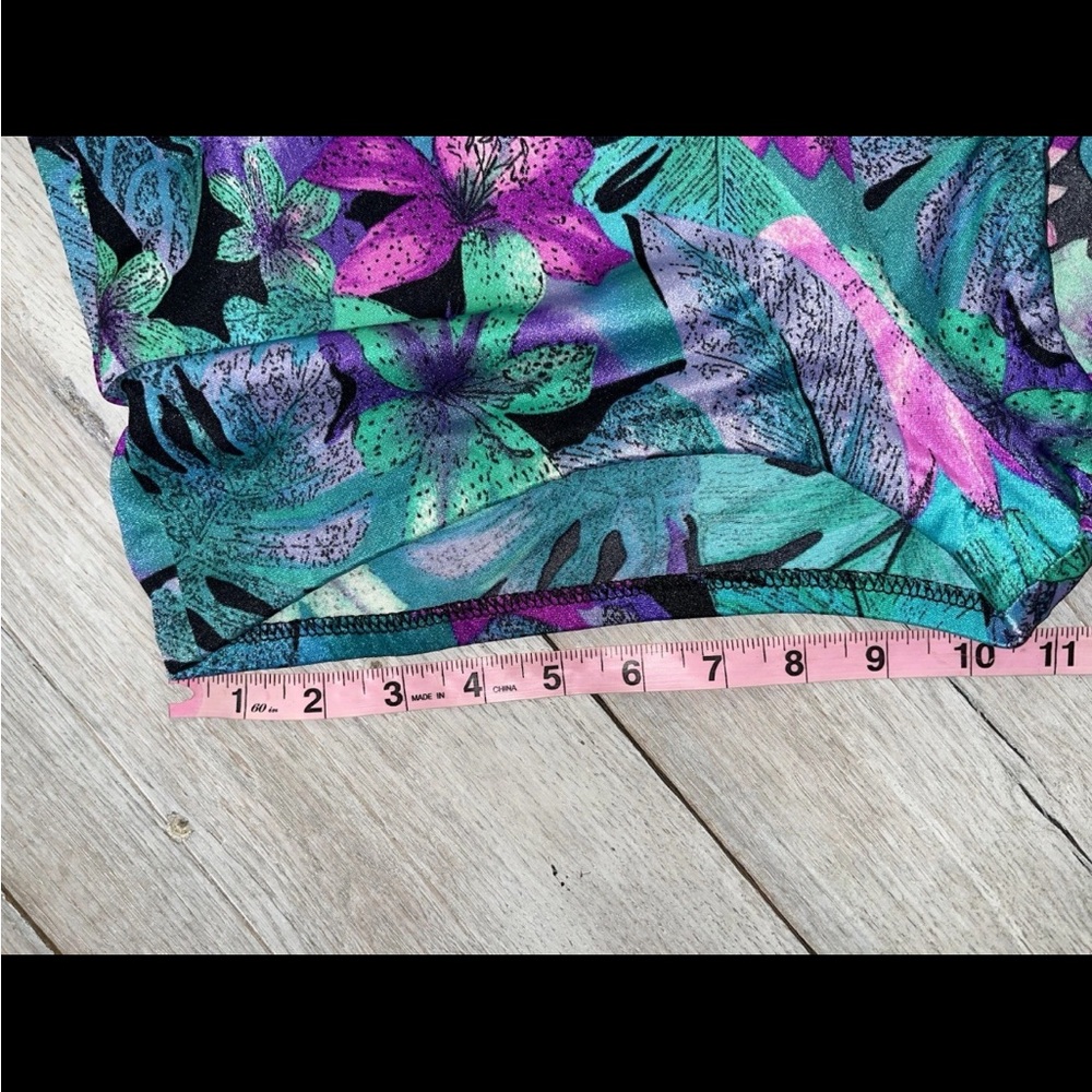 Vintage La Playa One Piece Button Down Swimsuit Size 16 Floral Tropical Boyshort - Picture 5 of 16